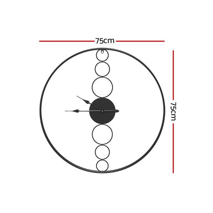 Artiss 75cm Wall Clock Large No Numeral Round Black Tristar Online