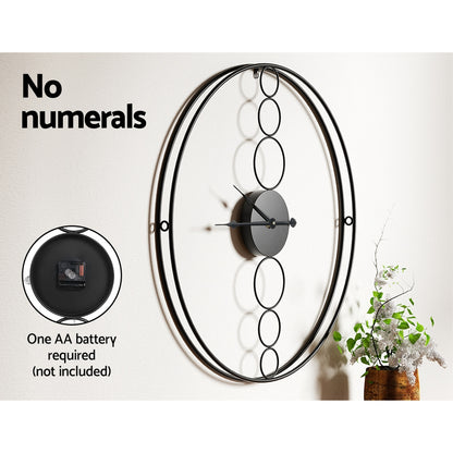 Artiss 75cm Wall Clock Large No Numeral Round Black Tristar Online