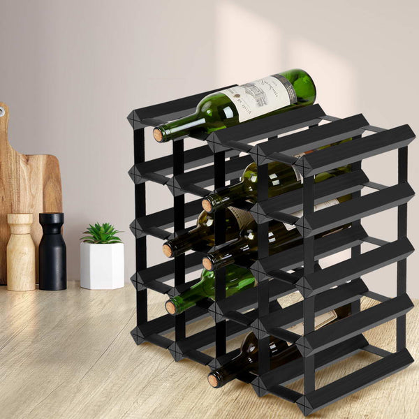 Artiss Wine Rack 20 Bottle Black