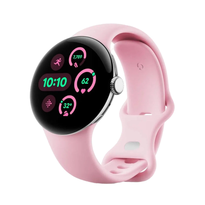 Google Pixel Watch 3 41mm LTE - 32GB - Silver - Rose Quartz Active Band Smartwatch - Pristine - Refurbished