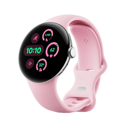 Google Pixel Watch 3 41mm LTE - 32GB - Silver - Rose Quartz Active Band Smartwatch - Pristine - Refurbished