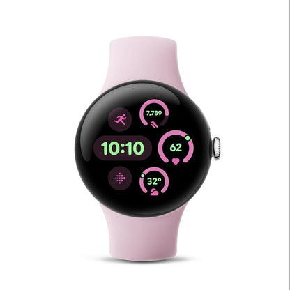 Google Pixel Watch 3 41mm LTE - 32GB - Silver - Rose Quartz Active Band Smartwatch - Pristine - Refurbished