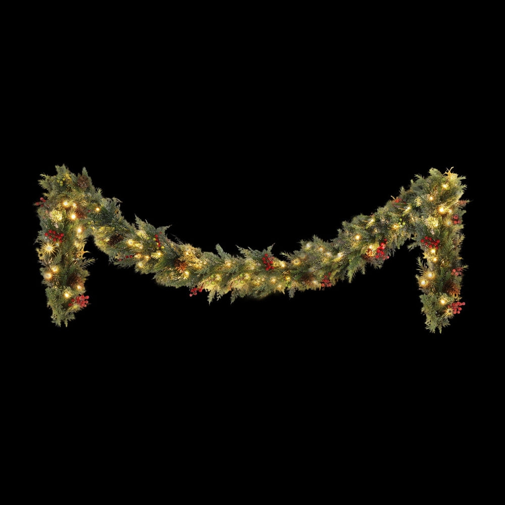 Jingle Jollys 3M Christmas Garland Pre-lit LED with Pine Cones Xmas Decor Green Tristar Online
