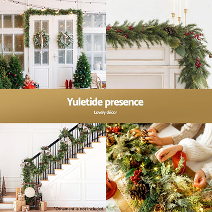 Jingle Jollys 3M Christmas Garland Pre-lit LED with Pine Cones Xmas Decor Green Tristar Online