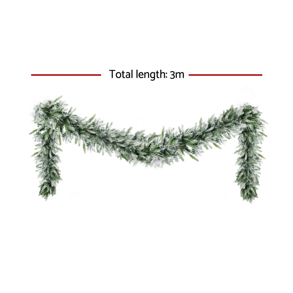 Jingle Jollys 3M Christmas Garland Pre-lit LED Lights Snow Frosted Tips Decor Tristar Online