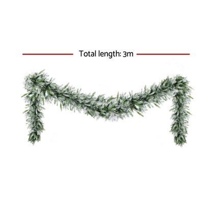 Jingle Jollys 3M Christmas Garland Pre-lit LED Lights Snow Frosted Tips Decor Tristar Online