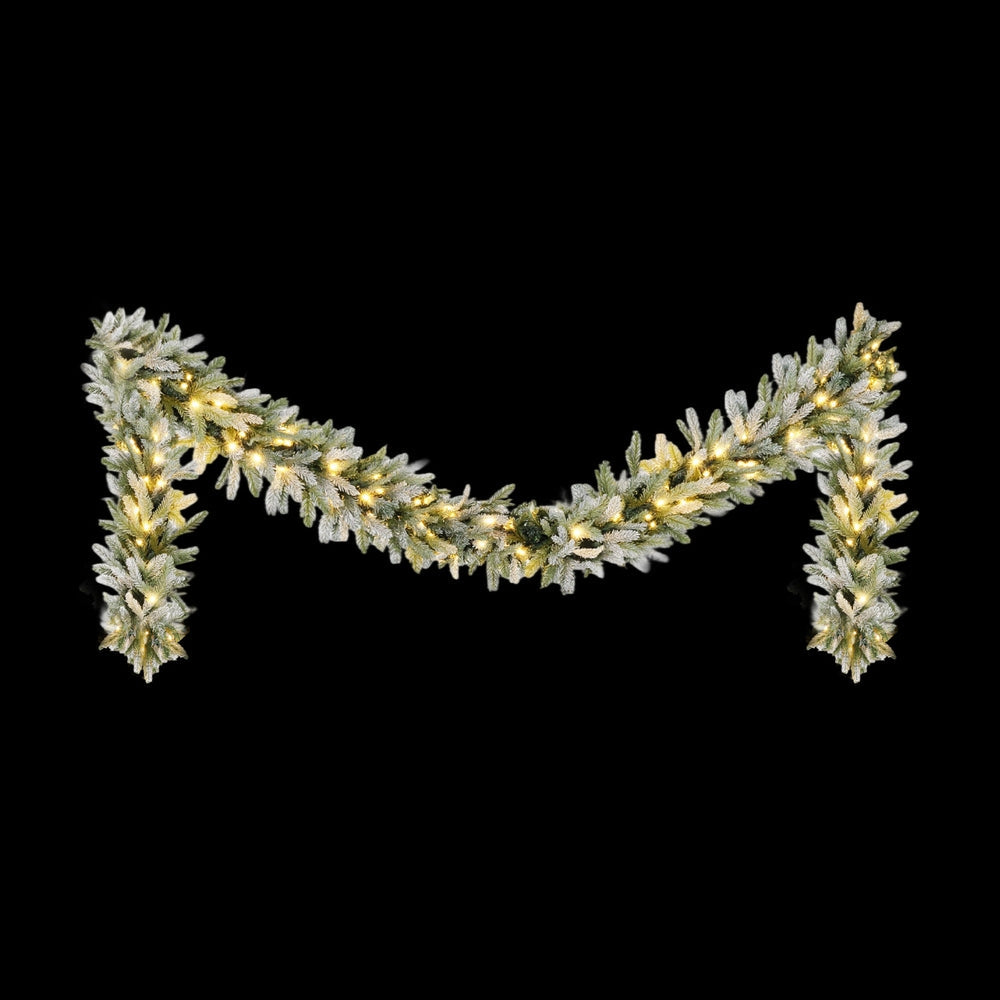 Jingle Jollys 3M Christmas Garland Pre-lit LED Lights Snow Frosted Tips Decor Tristar Online