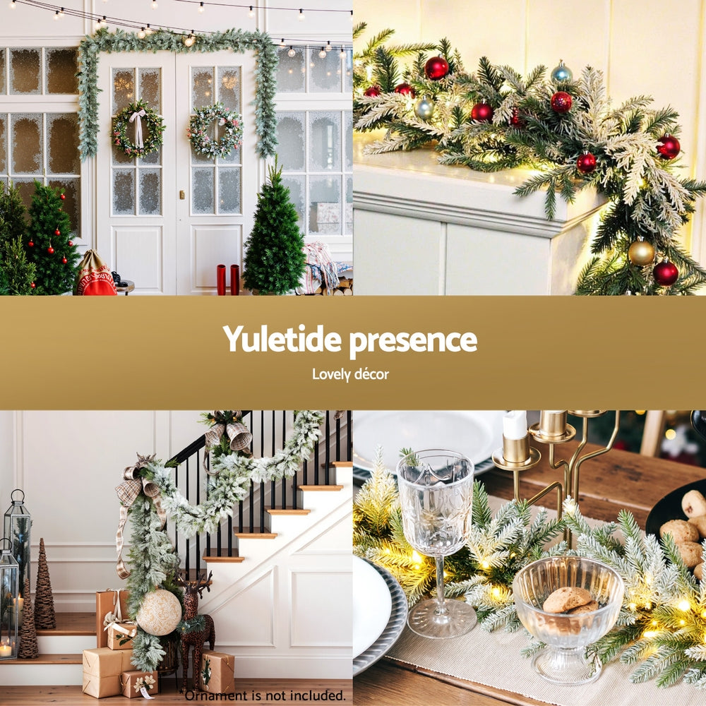 Jingle Jollys 3M Christmas Garland Pre-lit LED Lights Snow Frosted Tips Decor Tristar Online