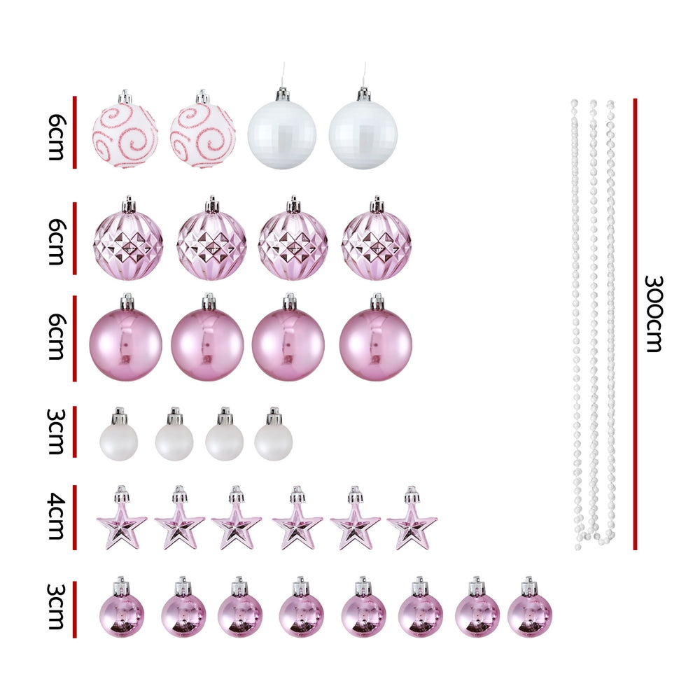 Jingle Jollys 33pcs Christmas Tree Decorations Set Baubles Ornaments Party Pink Tristar Online