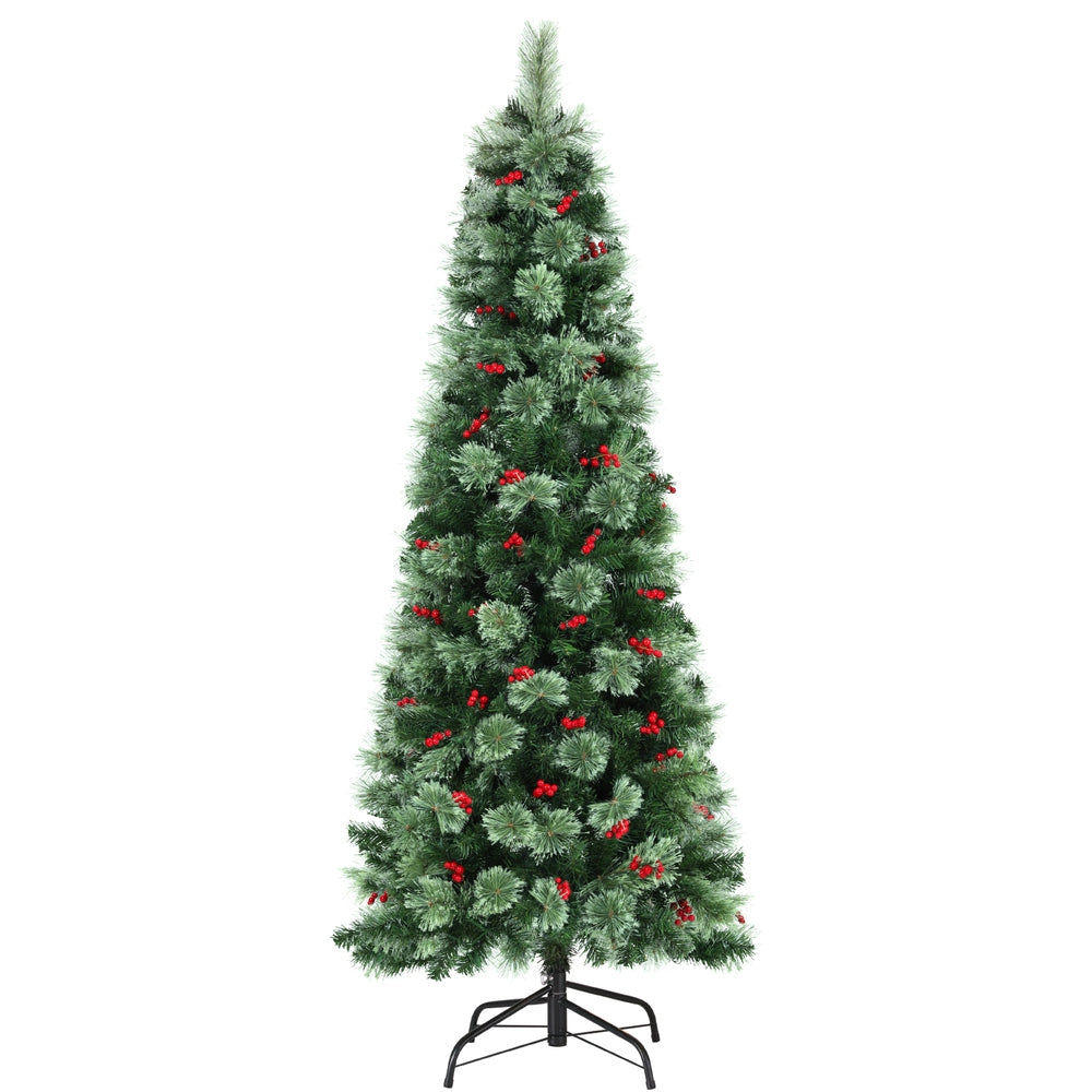Jingle Jollys Christmas Tree 1.8M LED Xmas Tree Party Decorations Red Barries Tristar Online