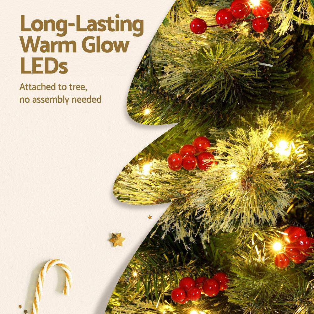 Jingle Jollys Christmas Tree 1.8M LED Xmas Tree Party Decorations Red Barries Tristar Online