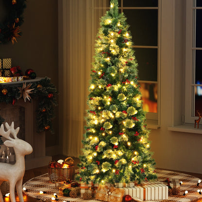 Jingle Jollys Christmas Tree 1.8M LED Xmas Tree Party Decorations Red Barries Tristar Online