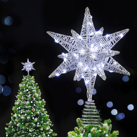 Jingle Jollys 3D Christmas Tree Topper Star LED Decorations Xmas Party Timer Tristar Online