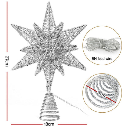 Jingle Jollys 3D Christmas Tree Topper Star LED Decorations Xmas Party Timer Tristar Online
