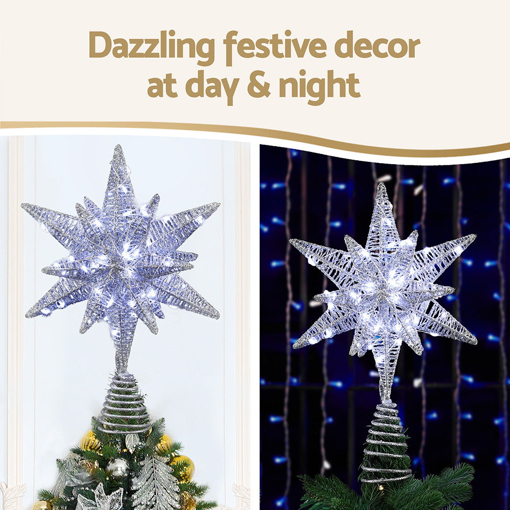 Jingle Jollys 3D Christmas Tree Topper Star LED Decorations Xmas Party Timer Tristar Online