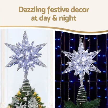 Jingle Jollys 3D Christmas Tree Topper Star LED Decorations Xmas Party Timer Tristar Online