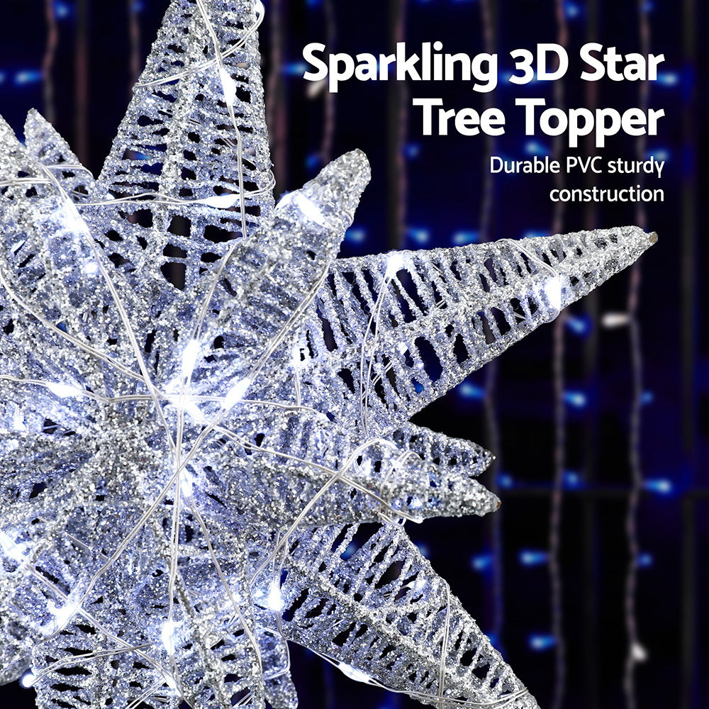 Jingle Jollys 3D Christmas Tree Topper Star LED Decorations Xmas Party Timer Tristar Online