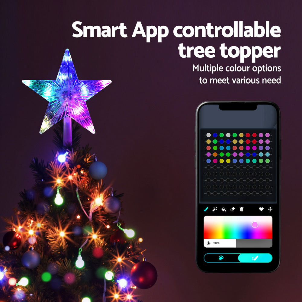 Jingle Jollys Christmas Tree Topper Star RGB LED Xmas Decor 80 Modes APP Control Tristar Online