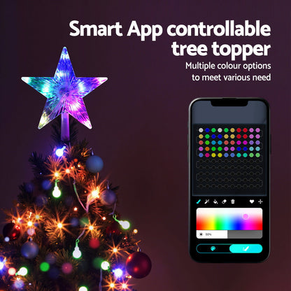 Jingle Jollys Christmas Tree Topper Star RGB LED Xmas Decor 80 Modes APP Control Tristar Online
