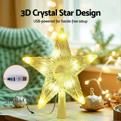Jingle Jollys Christmas Tree Topper Star RGB LED Xmas Decor 80 Modes APP Control Tristar Online