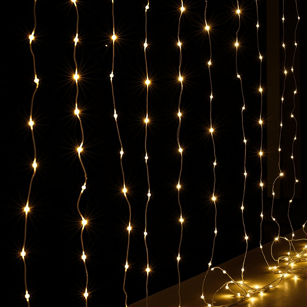 Jingle Jollys 3X3M Christmas Lights Curtain String Light 300 LED Warm White Tristar Online