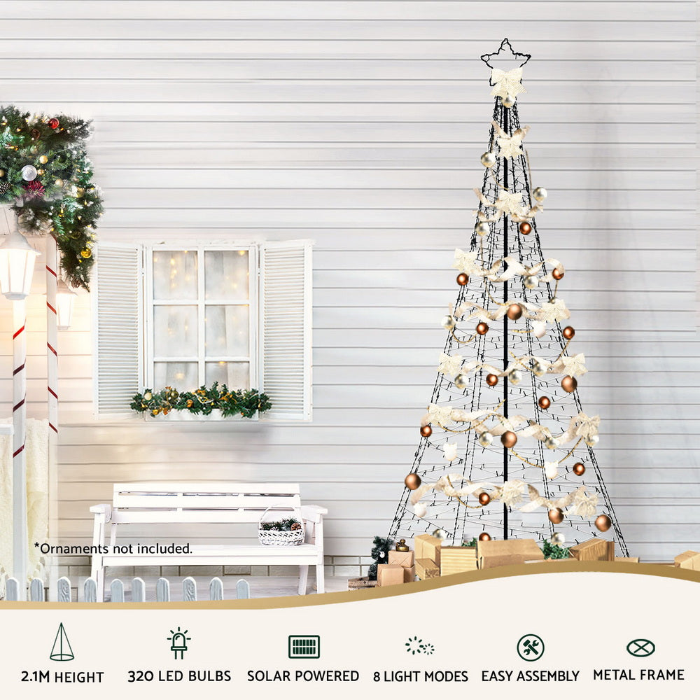 Jingle Jollys Solar Christmas Tree 2.1m 320 LED Net Lights Xmas Trees Decoration Tristar Online