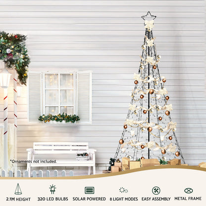 Jingle Jollys Solar Christmas Tree 2.1m 320 LED Net Lights Xmas Trees Decoration Tristar Online
