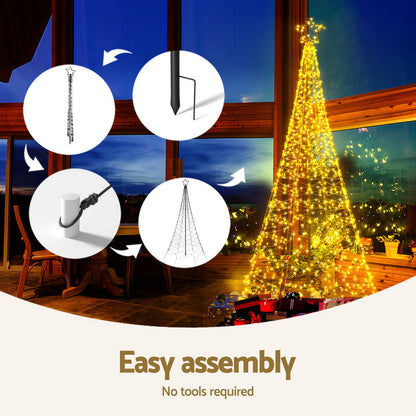 Jingle Jollys Solar Christmas Tree 2.1m 320 LED Net Lights Xmas Trees Decoration Tristar Online