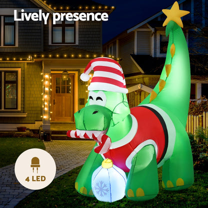 Jingle Jollys Christmas Inflatable Dinosaur 1.86M Height LED Decorations Illuminated Tristar Online