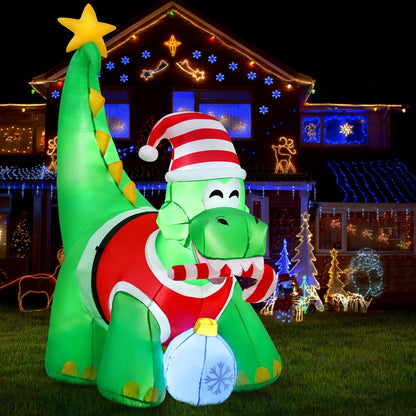 Jingle Jollys Christmas Inflatable Dinosaur 1.86M Height LED Decorations Illuminated Tristar Online