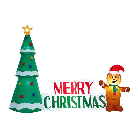 Jingle Jollys Christmas Inflatable Gingerbread Man Tree LED Illuminated Decorations Tristar Online