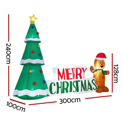 Jingle Jollys Christmas Inflatable Gingerbread Man Tree LED Illuminated Decorations Tristar Online