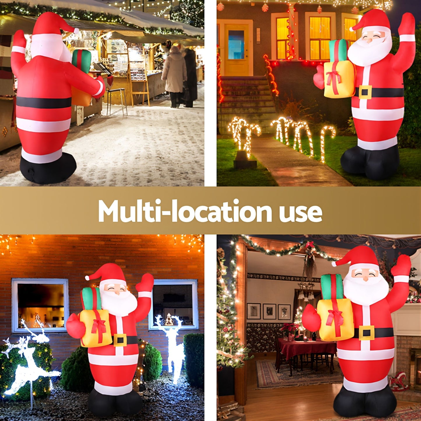 Jingle Jollys Christmas Inflatable Santa 2.4M Illuminated Decorations