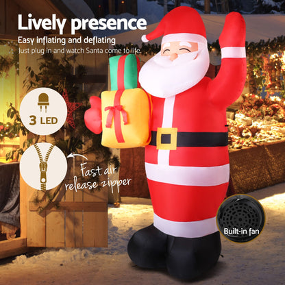 Jingle Jollys Christmas Inflatable Santa 2.4M Illuminated Decorations