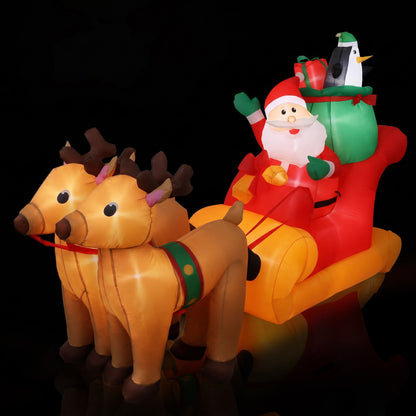 Jingle Jollys Christmas Inflatable Santa Sleigh 2.2M Illuminated Decorations