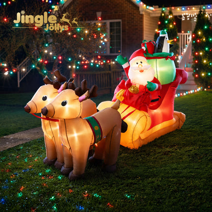 Jingle Jollys Christmas Inflatable Santa Sleigh 2.2M Illuminated Decorations