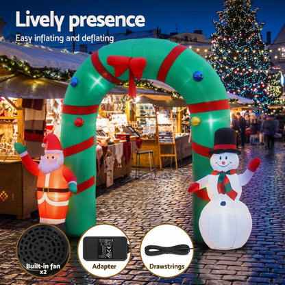 Jingle Jollys Christmas Inflatable Archwary 2.8M Illuminated Decorations