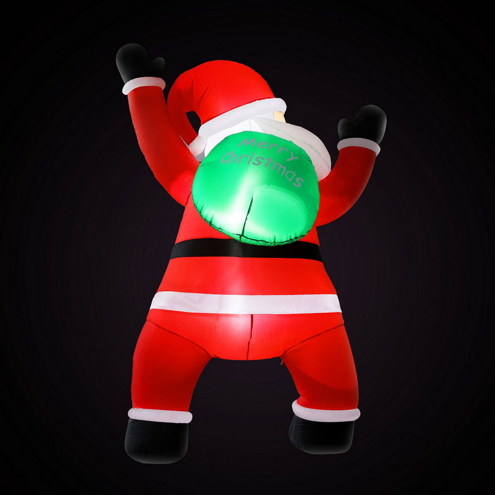 Jingle Jollys Christmas Inflatable Santa Climbing LED Illuminated Decorations 1.9M Tristar Online