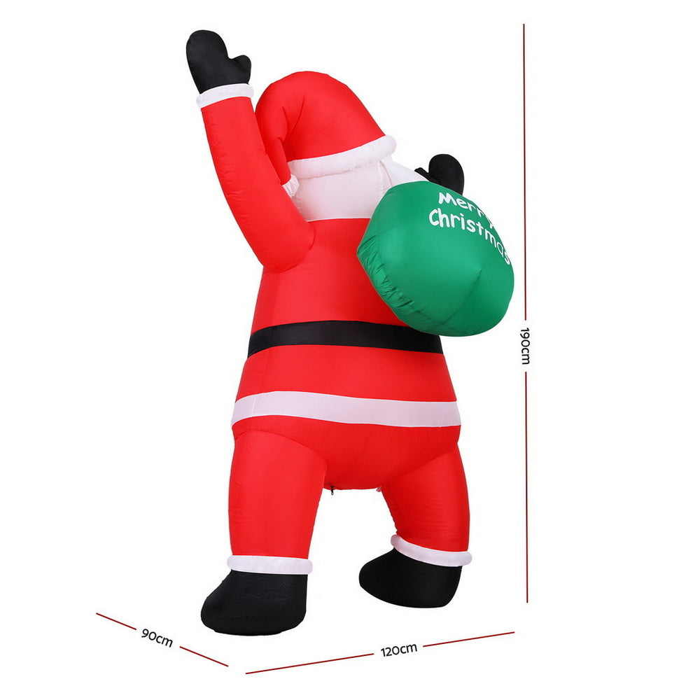 Jingle Jollys Christmas Inflatable Santa Climbing LED Illuminated Decorations 1.9M Tristar Online