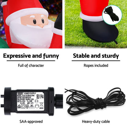Jingle Jollys Christmas Inflatable Santa Climbing LED Illuminated Decorations 1.9M Tristar Online