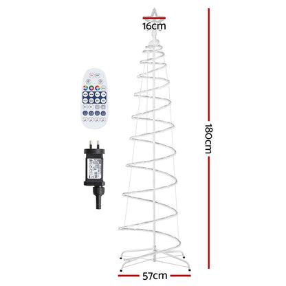 Jingle Jollys Christmas Tree 1.8m 100 RGB LED Rope Lights Xmas Trees Decoration Tristar Online
