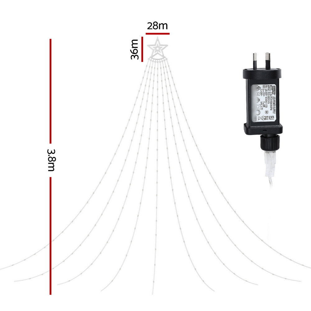 Jingle Jollys 3.8M Christmas Lights Waterfall String Light 340 LED Tristar Online