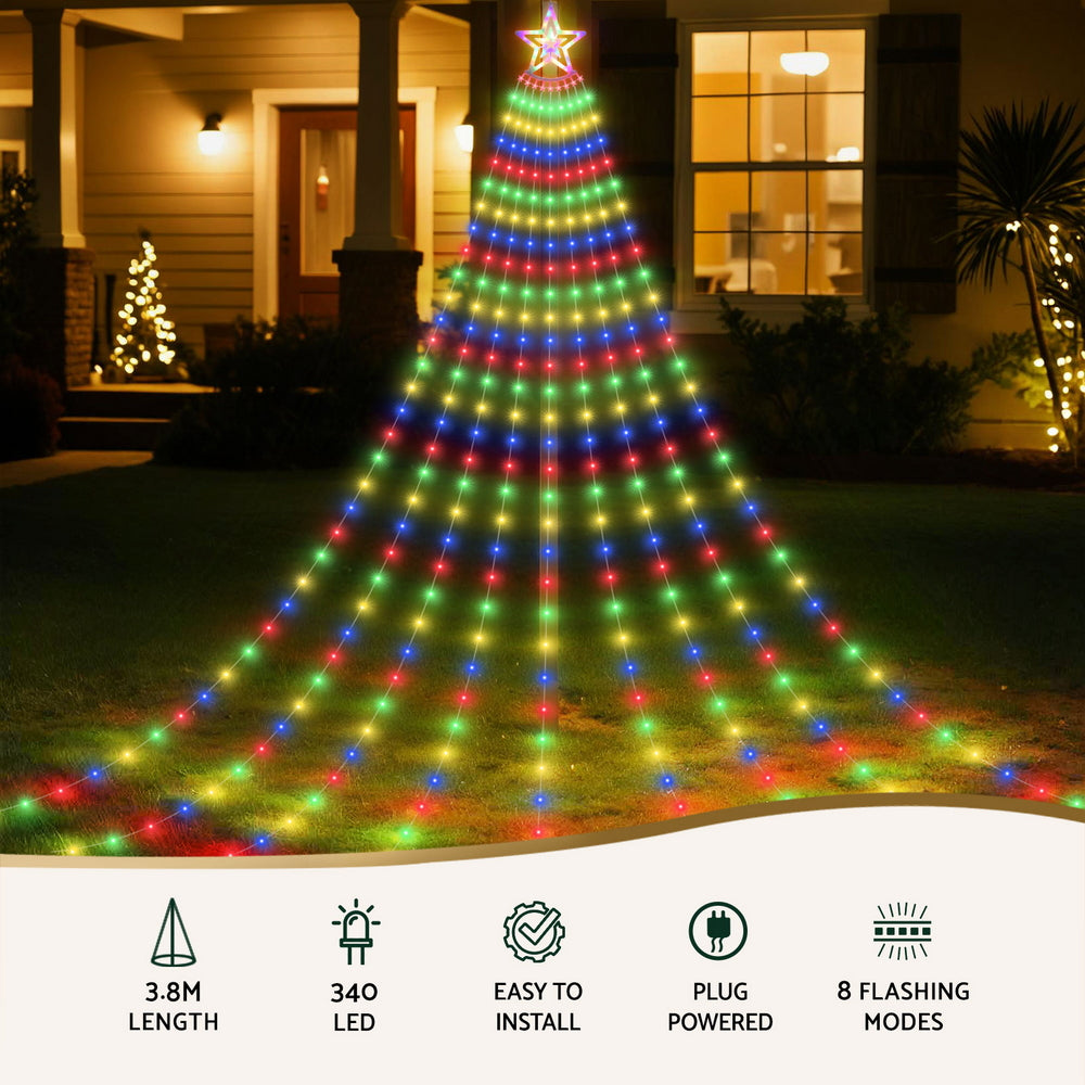 Jingle Jollys 3.8M Christmas Lights Waterfall String Light 340 LED Tristar Online