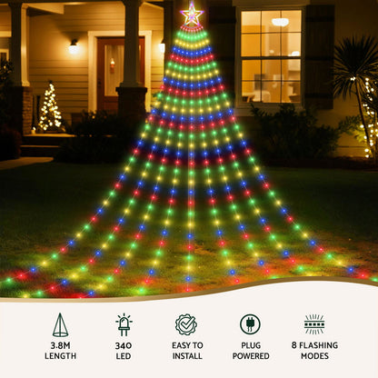 Jingle Jollys 3.8M Christmas Lights Waterfall String Light 340 LED Tristar Online