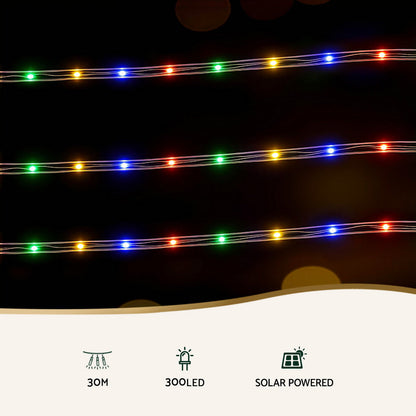 Jingle Jollys 30M Christmas Lights String Rope Light Decoration 300 LED Colorful Tristar Online