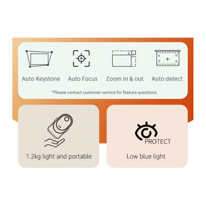 Side view of ZENTUS projector showing buttons and port area