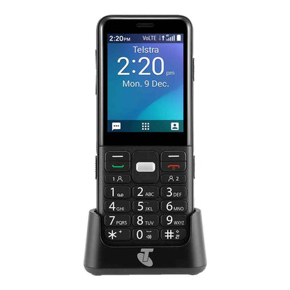 Telstra-locked ZTE Easycall 5 4GX 4 GB Black – device front and back view