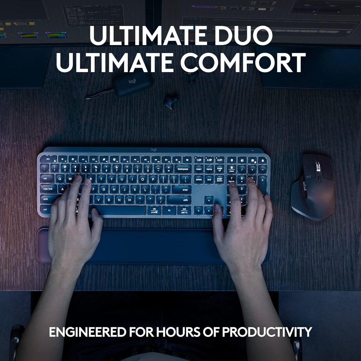 Logitech MX Keys S Combo - Performance Wireless Keyboard and Mouse with Palm Rest, Customizable Illumination, Fast Scrolling, Bluetooth, USB C, for Windows, Linux, Chrome, Mac Logitech