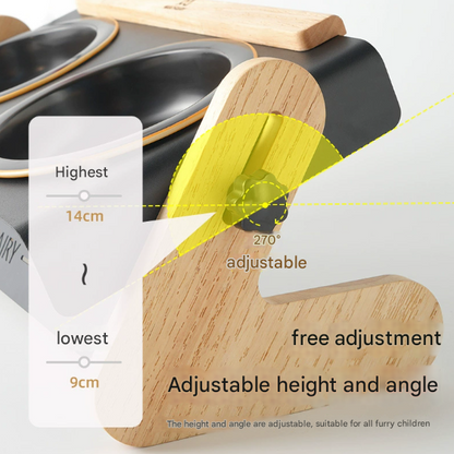 Adjustable Raised Pet Feeder - Modern Wood & Metal Stand with Dual Bowls for Cats & Dogs Tristar Online