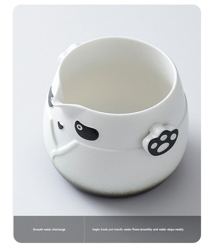 Adorable Panda Design Ceramic Tea Infuser Mug Set - 310ml Travel Crackle Glaze Cup with Lid & Strainer(green) Tristar Online